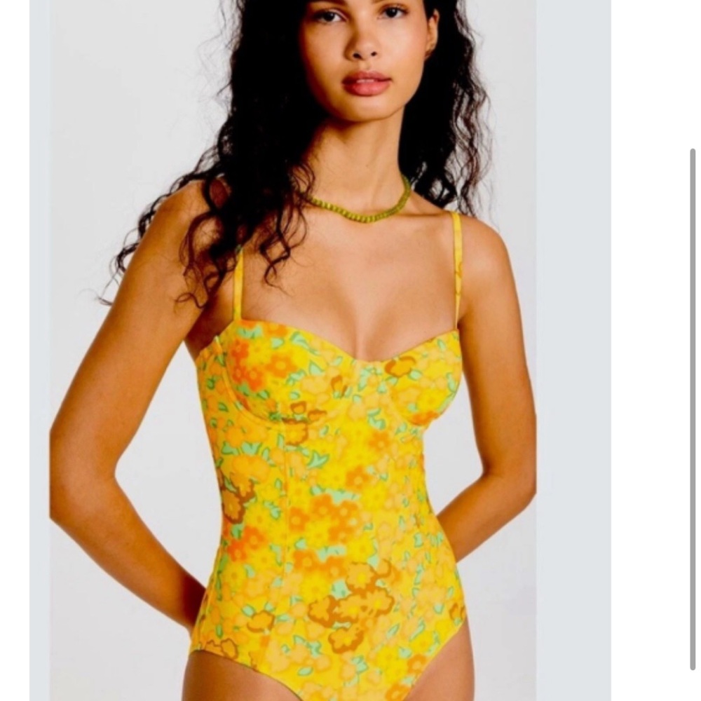 Tory Burch printed underwire one piece in Yellow Blossom